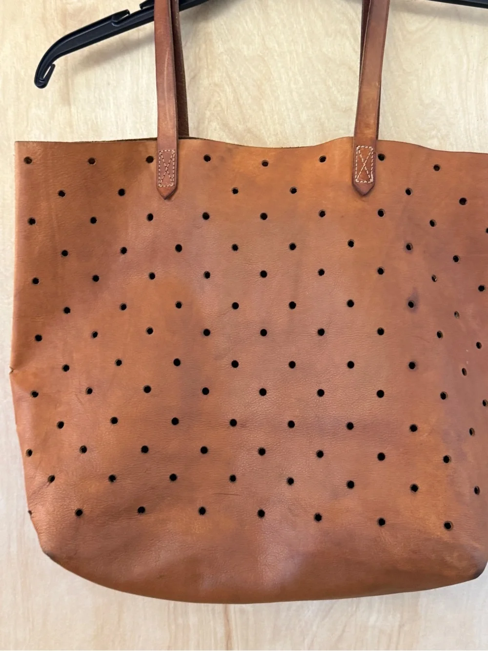 Madewell Perforated Leather Signature Tote – Rich Patina & Character